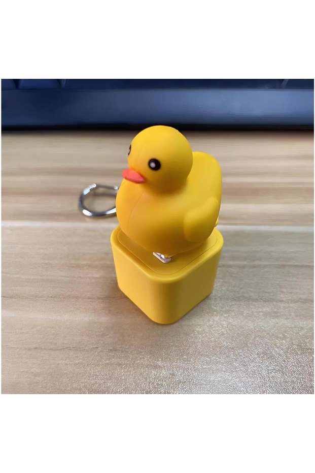 1Pc A2 USB Plastic Croaking Frog Duck Keychains with LED Light Fingertip Button Frog Croaking Fidget