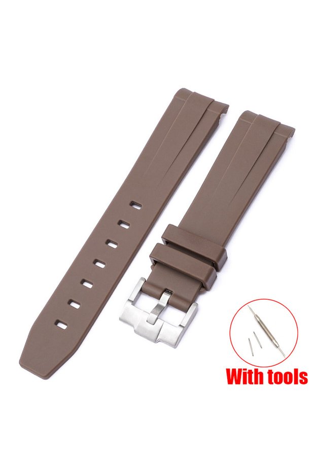 20mm Brown Curved Interface Rubber Strap Suitable for Omega X S-watch Joint MoonSwatch 20mm Men Wome