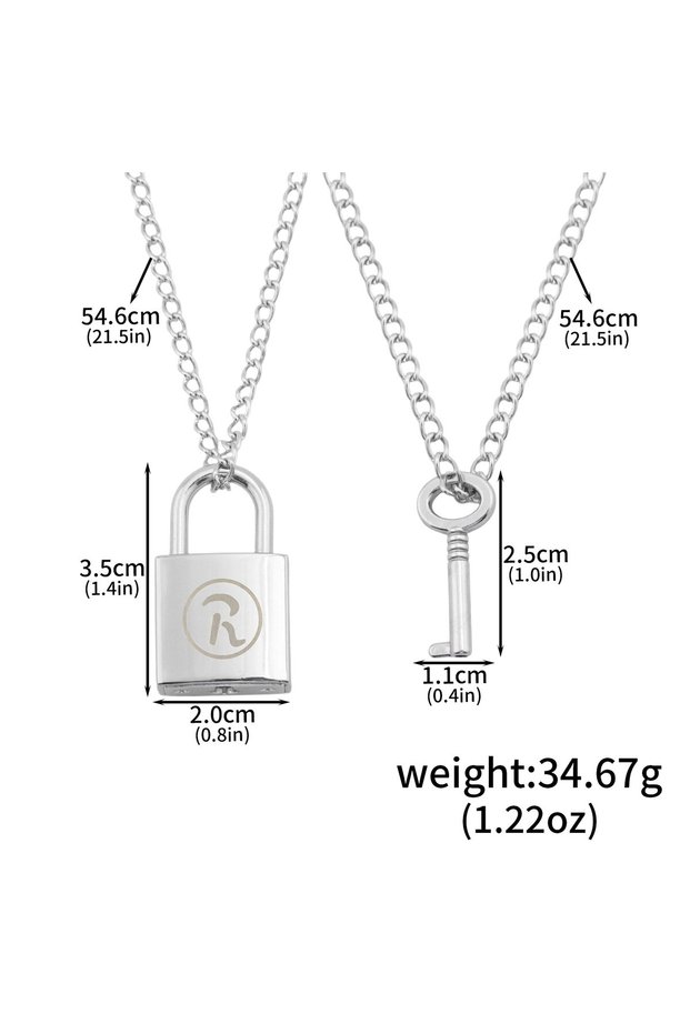 WG00587 Anime NANA Couple Necklace, Oosaki Nana Honjo Ren Openable Lock & Key Pendant, Punk R Logo P