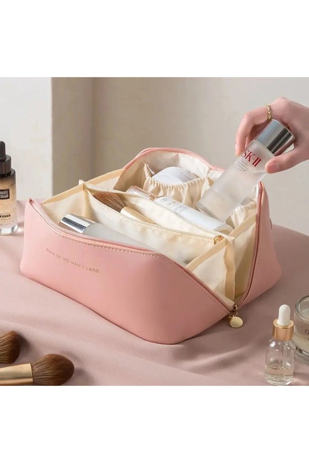 S pink Makeup Organizer Female Toiletry Kit Bag Make up Case Storage Pouch Luxury Lady Box, Cosmetic