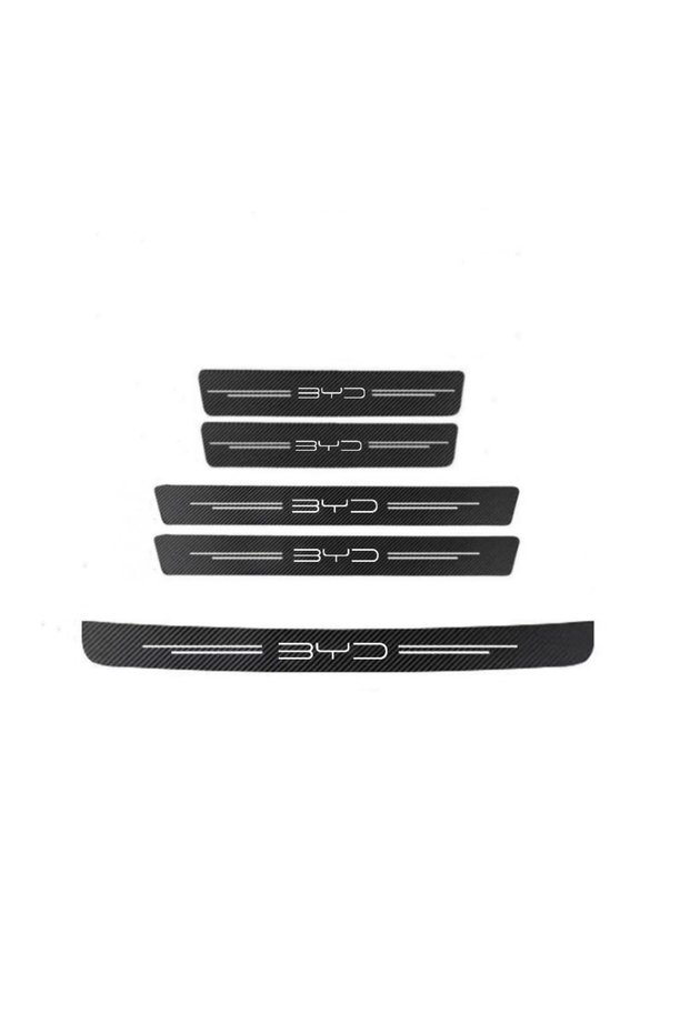5 PCS 3D Carbon Fiber Car Sticker Auto Door Sill Side DIY Paste Protector Strip For BYD F3 E6 Yuan P