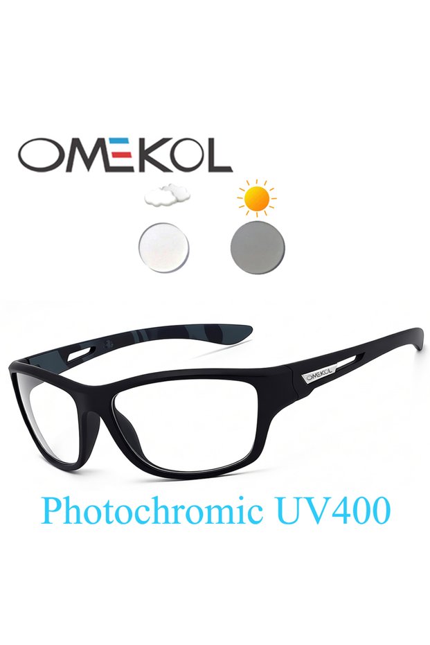 MB7 OMEKOL Men Women Photochromic Cycling Glasses Outdoor Sport Hiking Running Sun Glasses Bike Bicy
