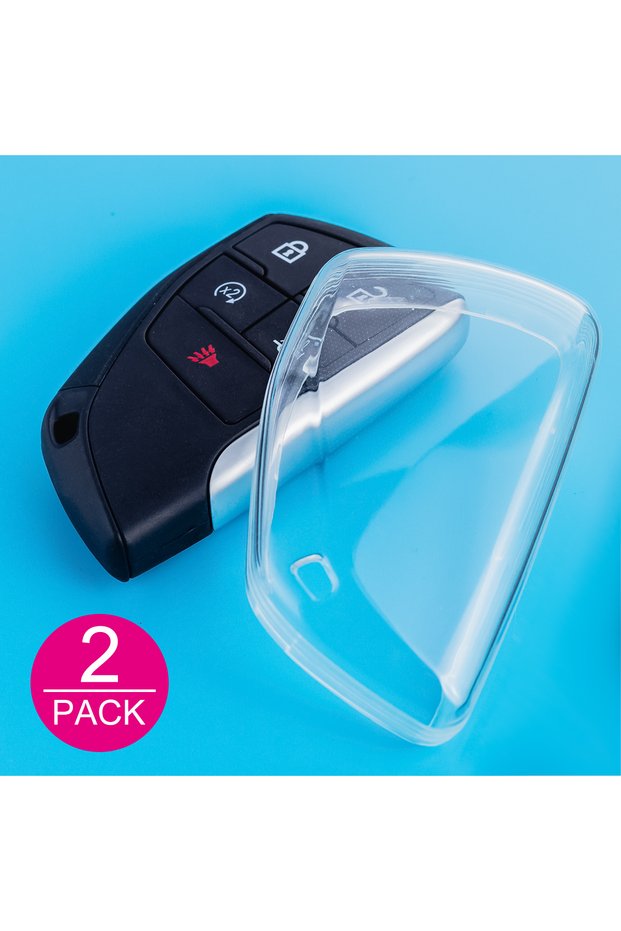 2x Key Case (Clear) Slim Car Key Fob Case Cover Keychain For Chevrolet Silverado 1500 Equinox Colora