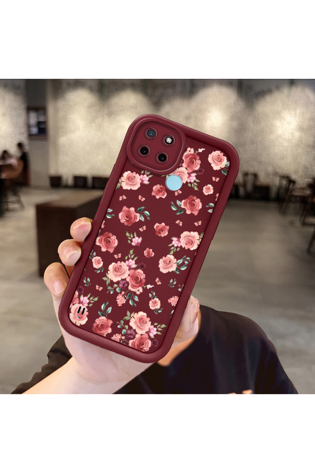 Realme C21Y/C25Y Compatible Phone Case with Romantic Rose and Butterfly Print, Shock-Resistant