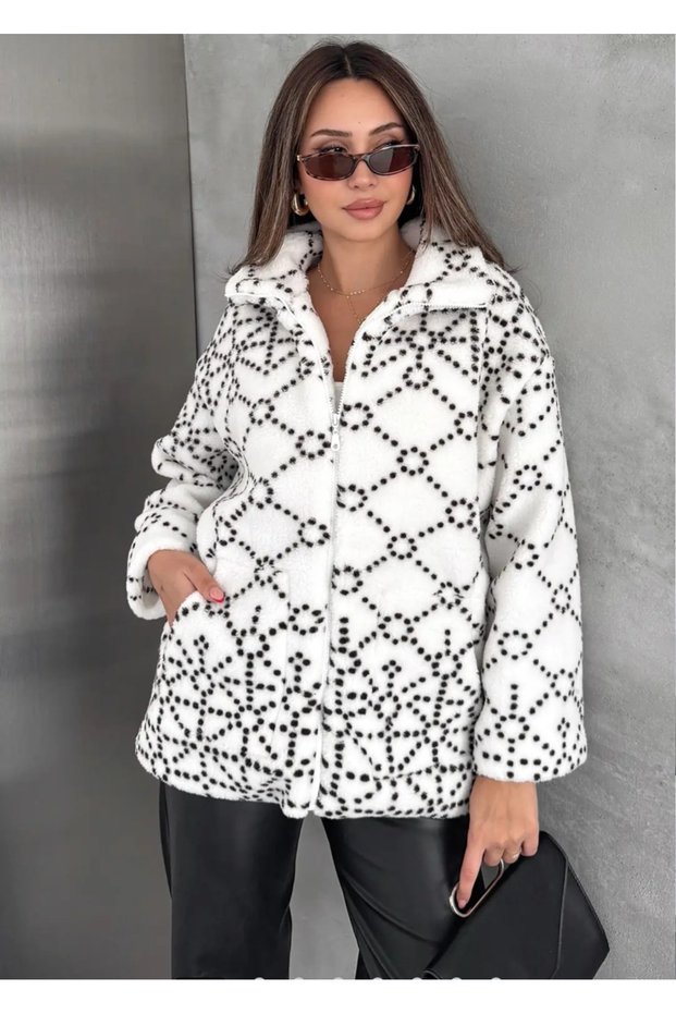 WOMEN'S PLUSH COAT, PATTERNED