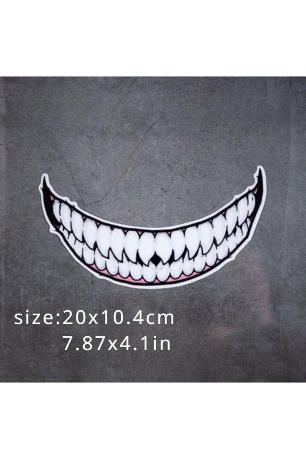 Q2D-15x5.4cm-D 1PC Scary Smile Mouth Stickers Waterproof Vinyl Decal for Car Motorcycle Helmet Lapto