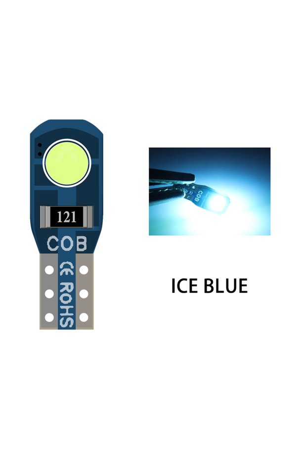 10pcs Ice Blue 10PCS T5 W3W Bulb COB 2SMD Car Interior Lights Super Bright Dashboard Warning Indicat