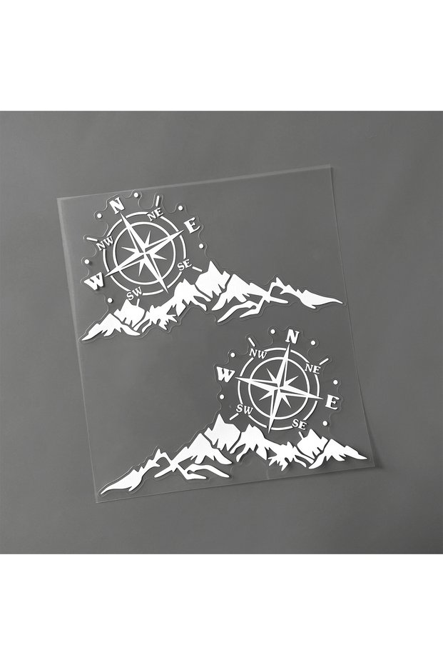 1 1set 2D Flat Mountain Compass Waterproof Vinyl Stickers Outdoor Adventure Pair Decals For Car Camp