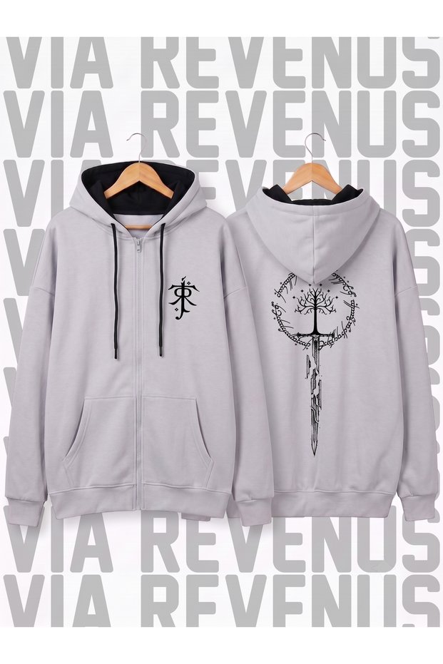 Lord of the Rings Unisex Front Zippered Hooded Cardigan with Front and Back Prints