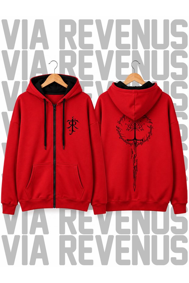 Lord of the Rings Unisex Front Zippered Hooded Cardigan with Front and Back Prints