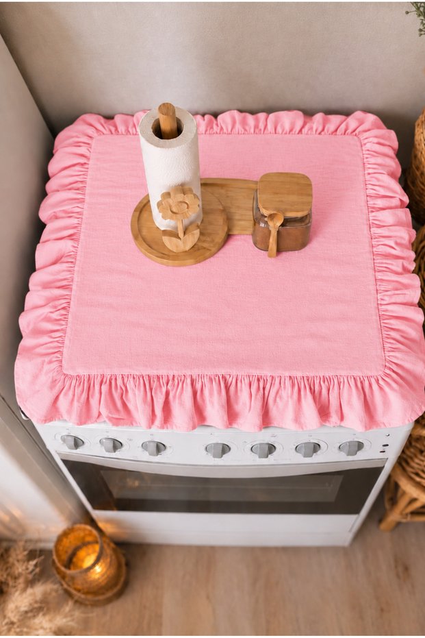 Vintage Ruffled Washing Machine Cover - Dowry-Style Cotton Decorative Bathroom Machine Cover