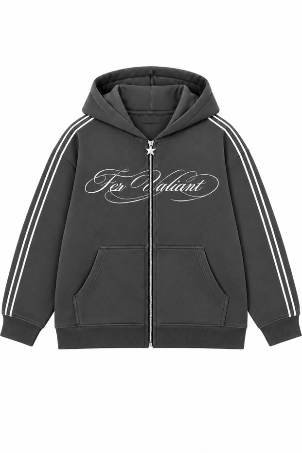 Unisex Striped Oversized Hooded Cardigan with Zipper