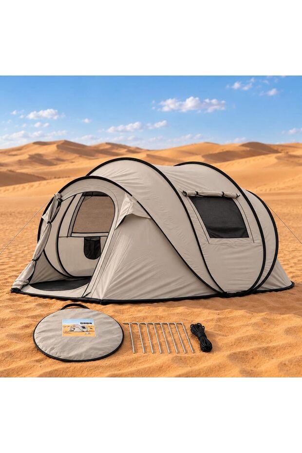 Auto Family Premium 3-Pole Boat Tent, Automatic Pop Up Camping Boat Tent, Portable Outdoor Tent with Spacious Interior, Quick Setup Camping Shelter