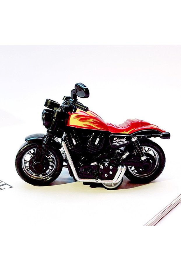 Creative mini Harley motorcycle keychain cartoon alloy pull-back car toy model pendant small