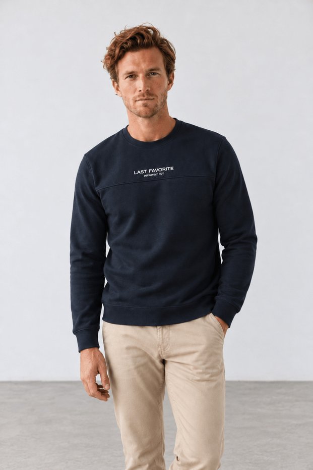 New season klok men's regular fit crew neck pique sweatshirt.