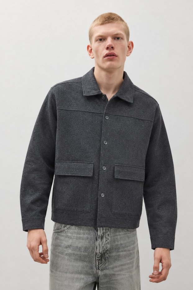 Men's Premium Charcoal Grey Jacket with Two Pockets and Buttons