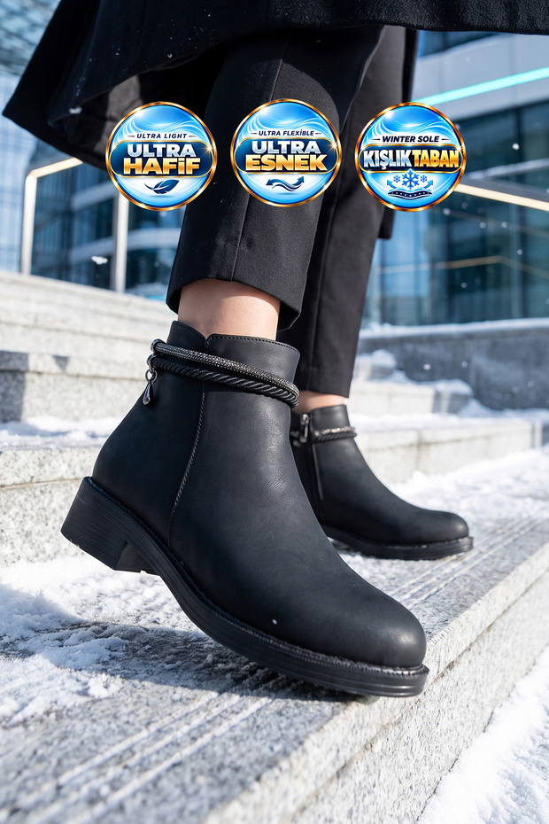 Women's Zip-Up Boots 325165 Black Emerald