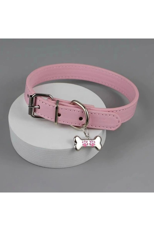Pink-1pcs 1Pcs For Women Party Jewelry Gifts Sweet Cool PU Leather Collar Chain Punk Dog Claw Bone C