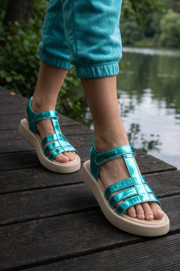 Queen Kids' Sandals, Aqua Green
