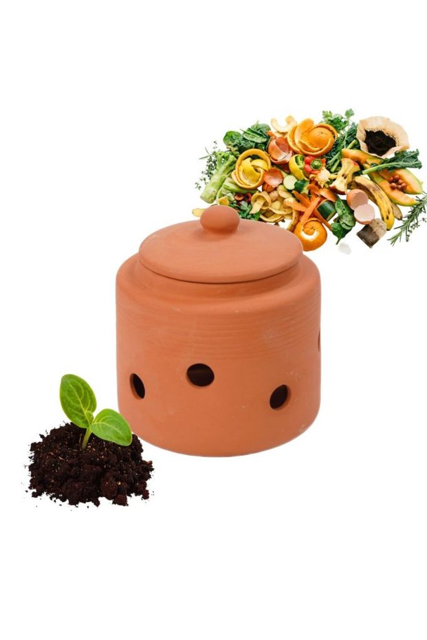 Buried clay worm composter