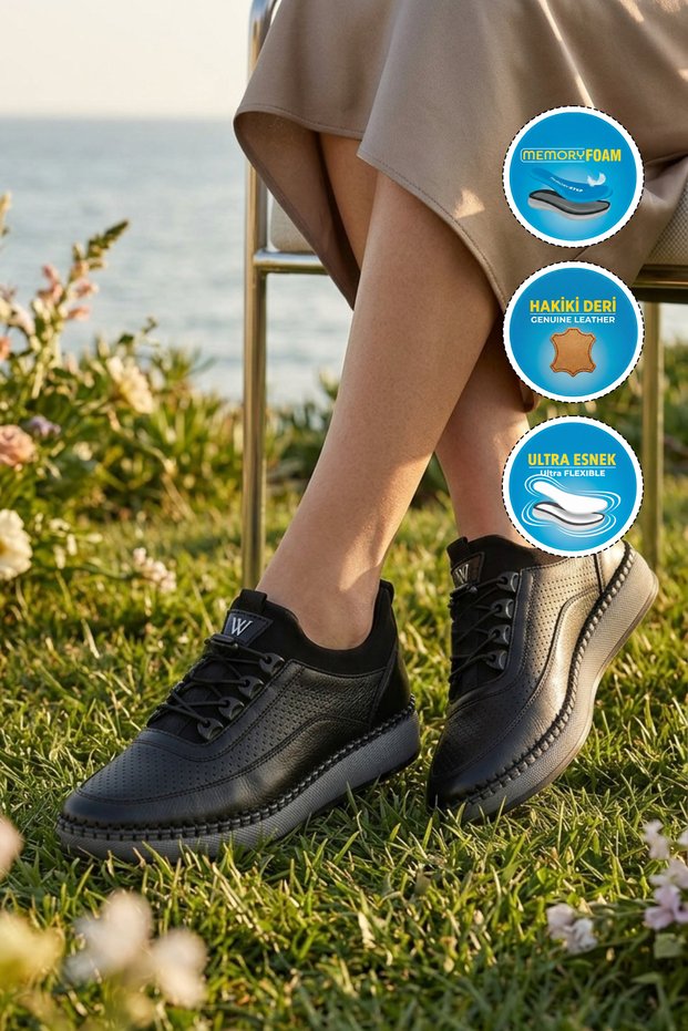 Women's Casual Shoes, Genuine Leather, Z092, Black