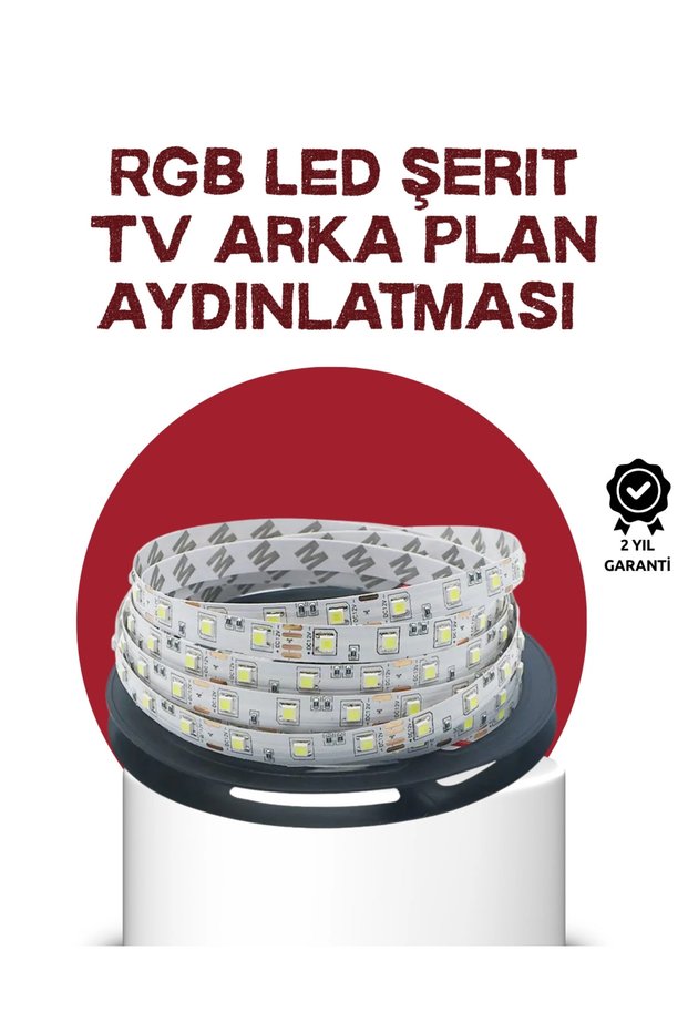 شريط إضاءة LED ذاتي اللصق، مناسب لإضاءة التلفزيون، طوله 2 متر.