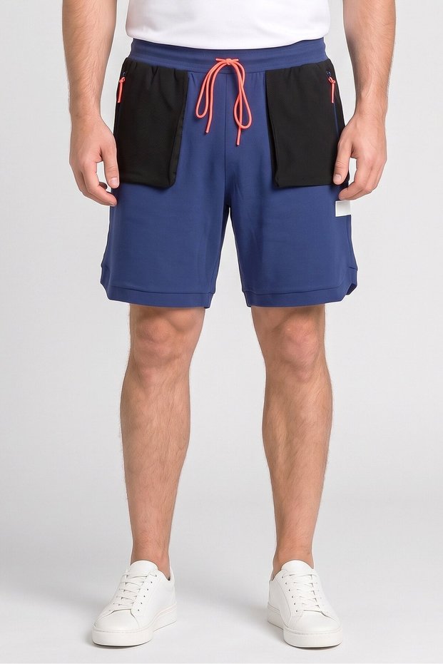 Men Sportswear Fit Outdoor Shorts, Navy