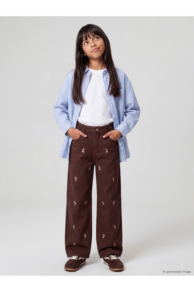 Trendy Picks from Kübra Butik: Girls' Floral Gabardine Pants