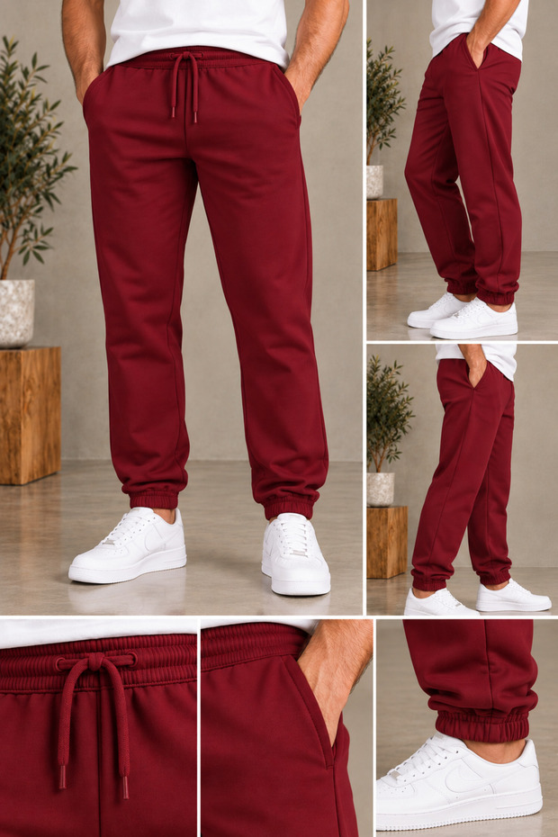 3-Thread Brushed Inside Corduroy Sweatpants with Elastic Cuffs