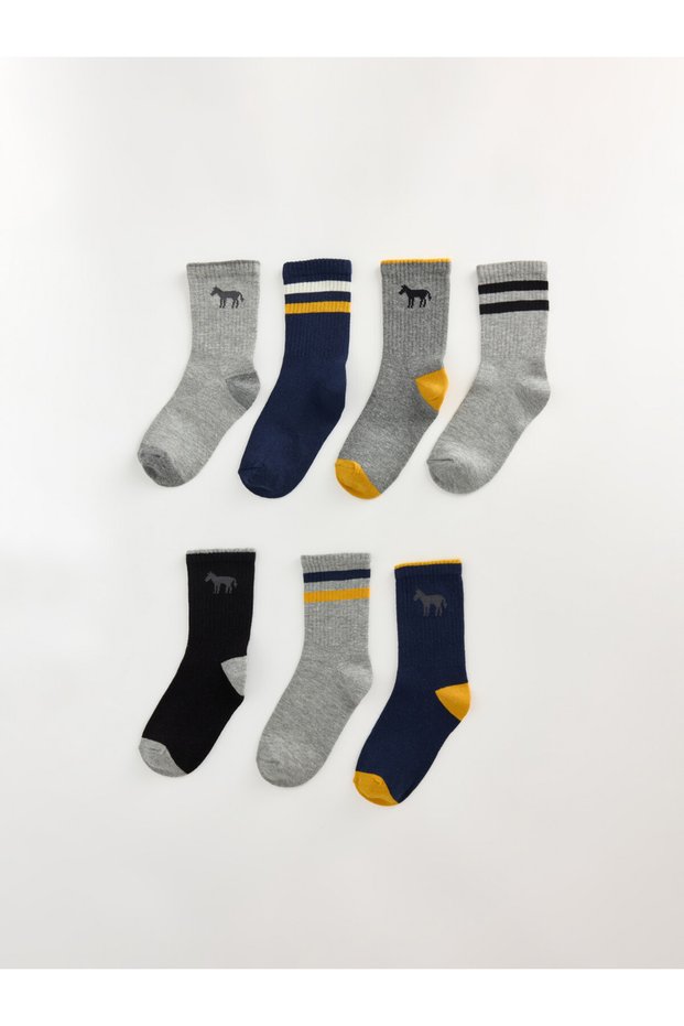 Trendy Picks from Kübra Butik: Embroidered Boys' Socks, Pack of 7