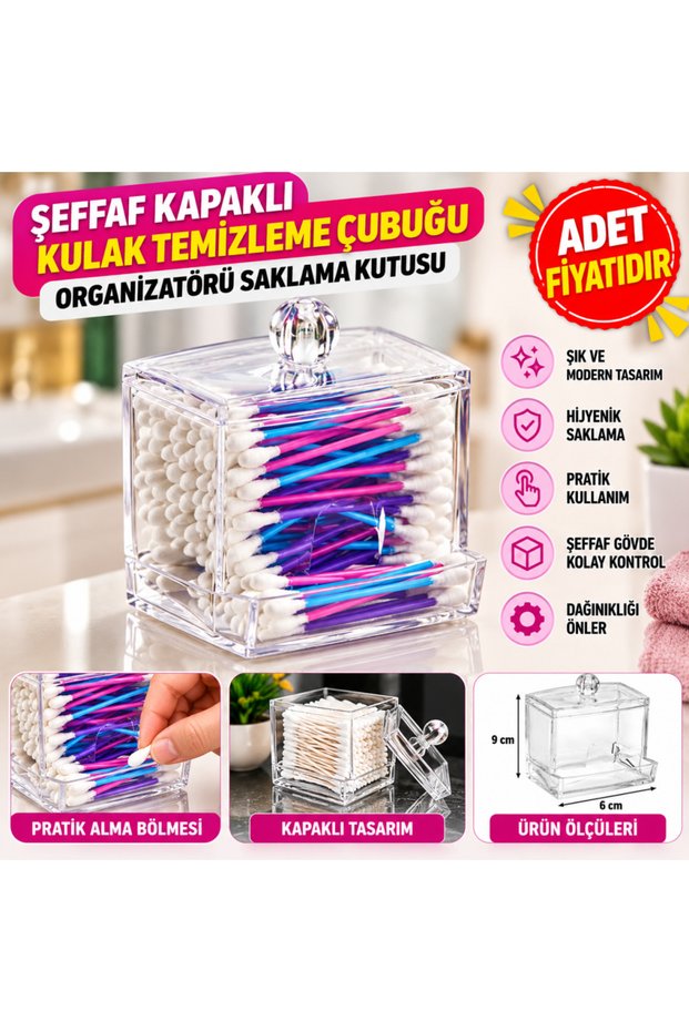 Ear Swab Organizer Storage Box with Transparent Lid (price per unit)