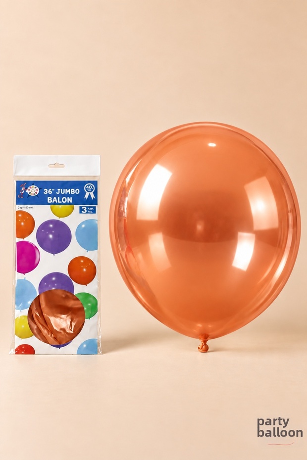 HBK Large Chrome-Copper Latex Balloons, 36 Inches (90 cm), 3-Pack, Party Decorations