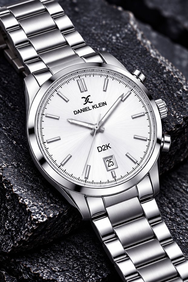 Japanese Mechanism Men Wristwatch 3 Atm Water Resistant Silver Color Steel Band Gift Stylish Boxed Dke2122C1