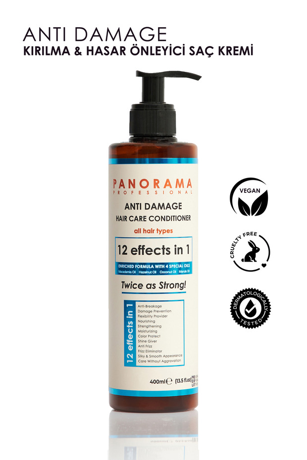 Anti Damage 400 ml Hair Care Cream to Prevent Breakage and Damage | Strengthening Care Against Breakage | Formula Containing 4 Oils: Macadamia, Hazelnut, Coconut, and Marula