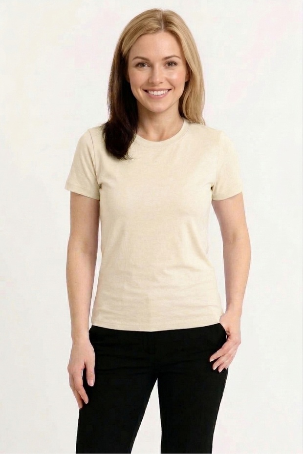Women's Basic Crew Neck T-Shirt Combed Cotton Fabric