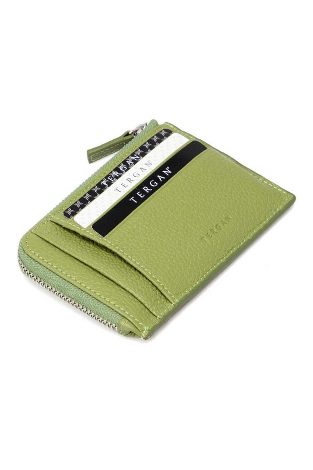 Green Genuine Leather Unisex Credit Card Holder - S1Kk00000265-G8Z