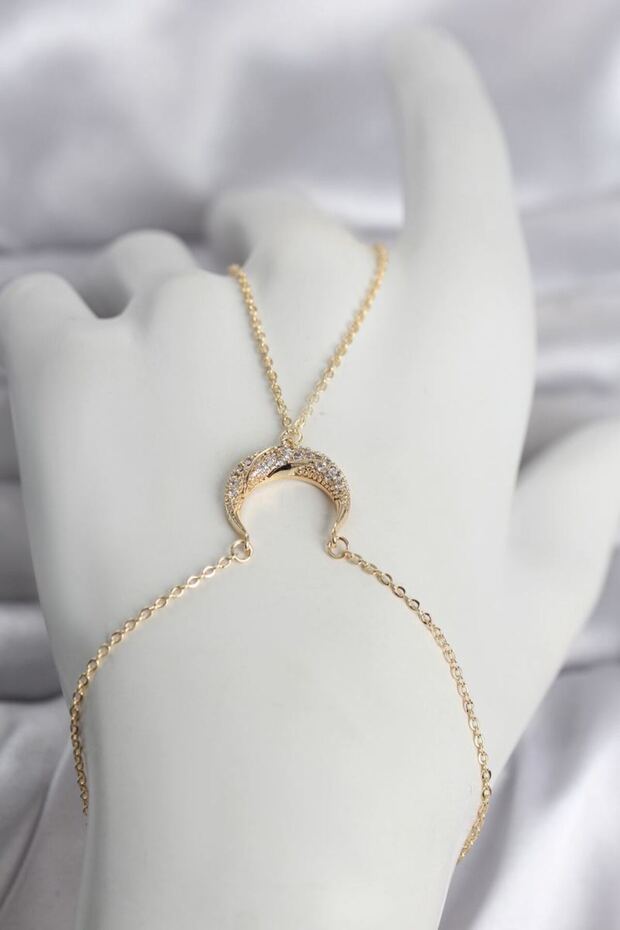 Brass Gold Color Crescent Model Zircon Stone Women's Shameran - Tj-Sn751
