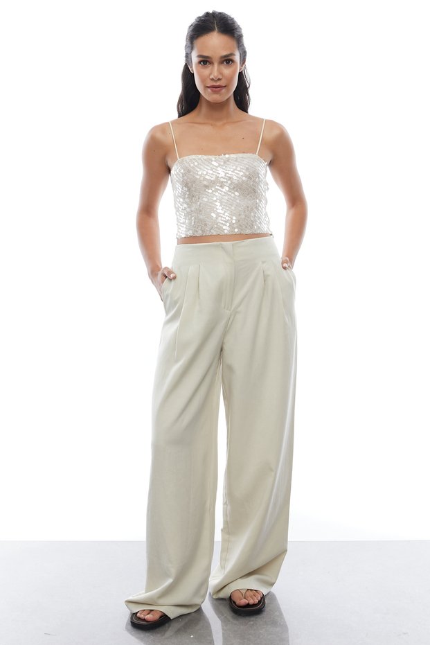Elastic Waist Straight Fit Trousers