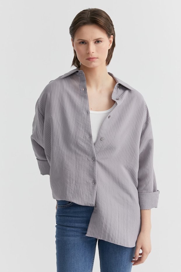 Women's Draped Striped Shirt