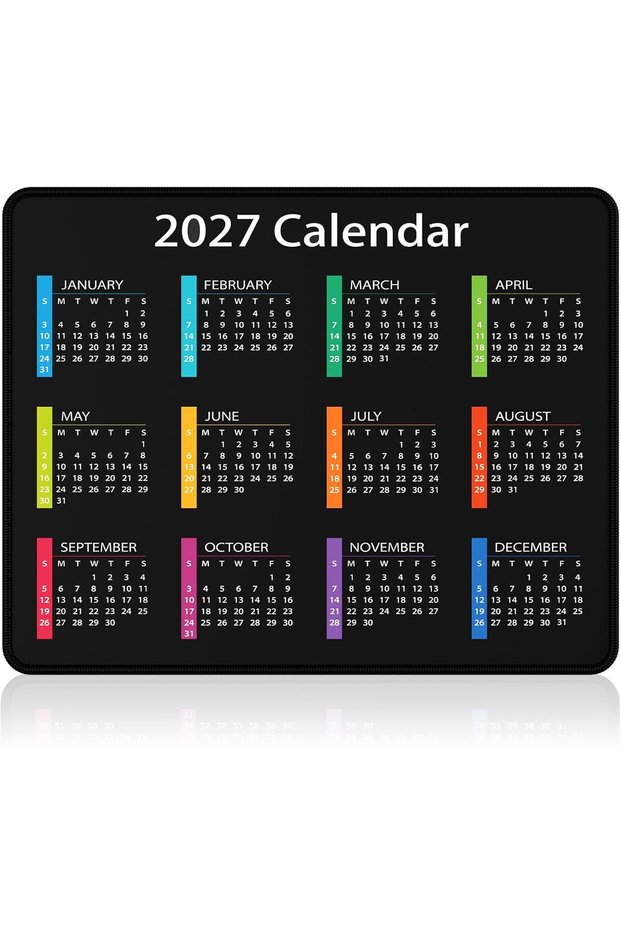 لوحة ماوس تقويم 2027 غير قابلة للانزلاق، لوحة ماوس صغيرة للمكتب، ملونة
