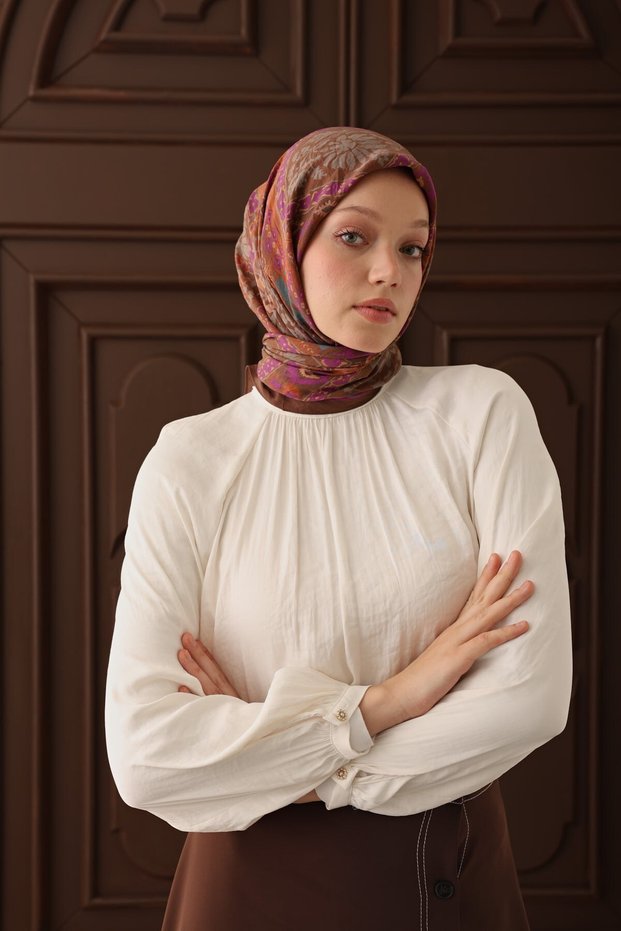 Velora Scarf, Ethnic Green and Coffee
