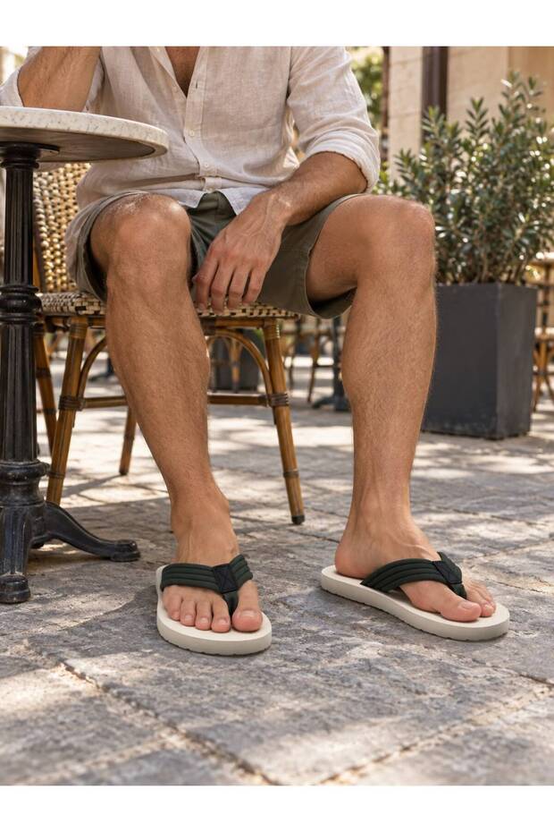 Alix Men's Fabric Comfortable, Non-Irritating Thong-Style Pool and Beach Slippers