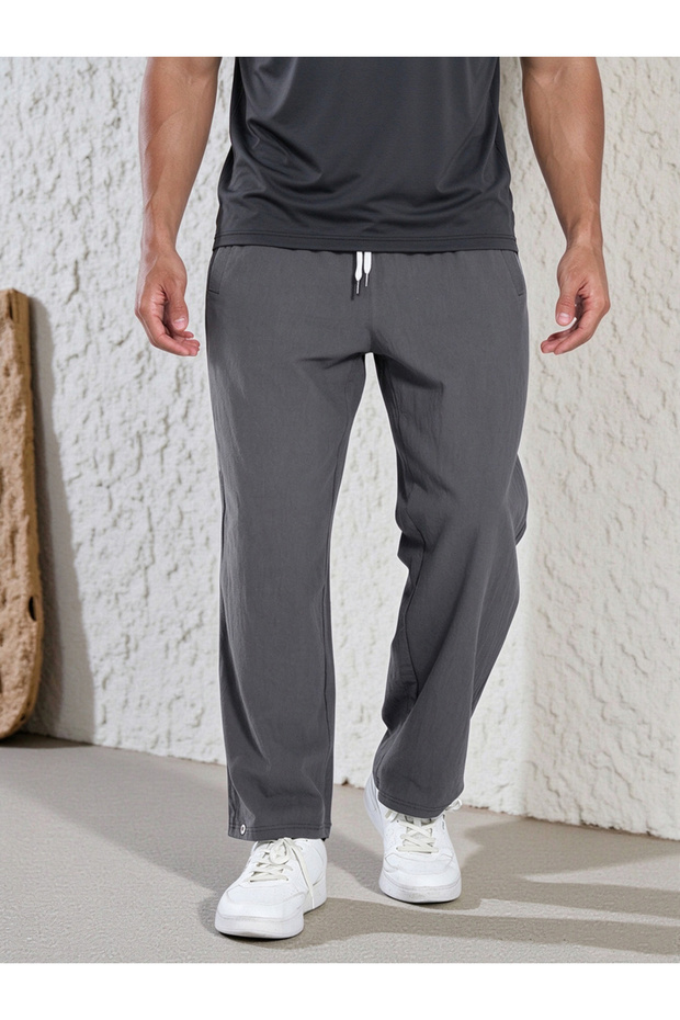 Grey Relaxed Fit Drawstring Pants