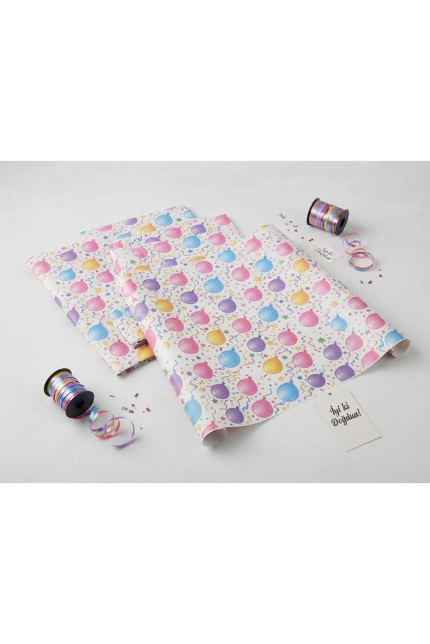 Balloon-Patterned Gift Wrapping Paper, 50x70 cm, 10 Sheets | Birthday, Special Occasion, and Gift Wrapping Paper