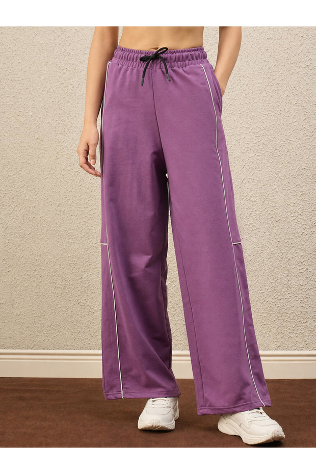 Purple Striped Relaxed Pants