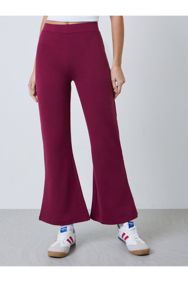 Burgundy Fit and Flare Fleece Leggings
