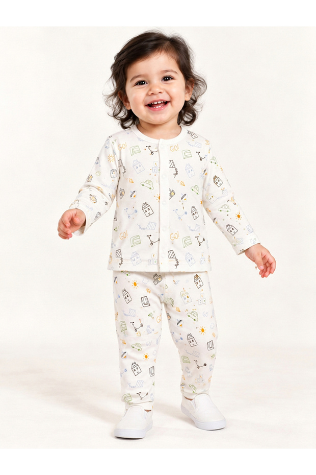 Baby Boy Knitted Buttoned Top and Pyjama Set