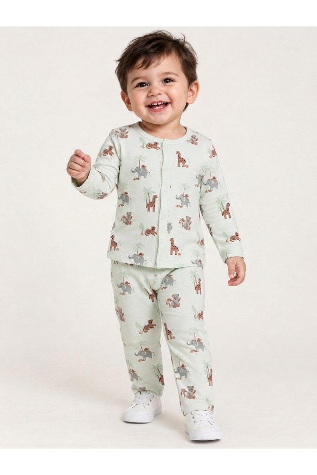 Baby Boy Animal Print Cotton Top and Pyjama Set
