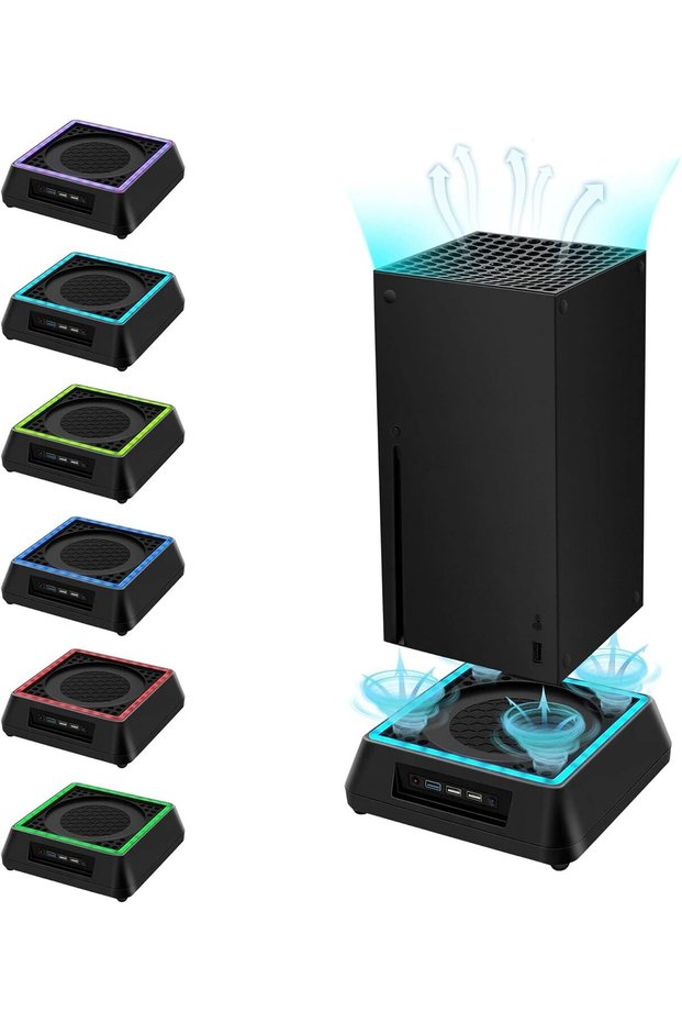 Xbox Series X Fan LED Stand with RGB Light/Adjustable Cooling Function/LED Display/USB 3.0/USB 2.0 P