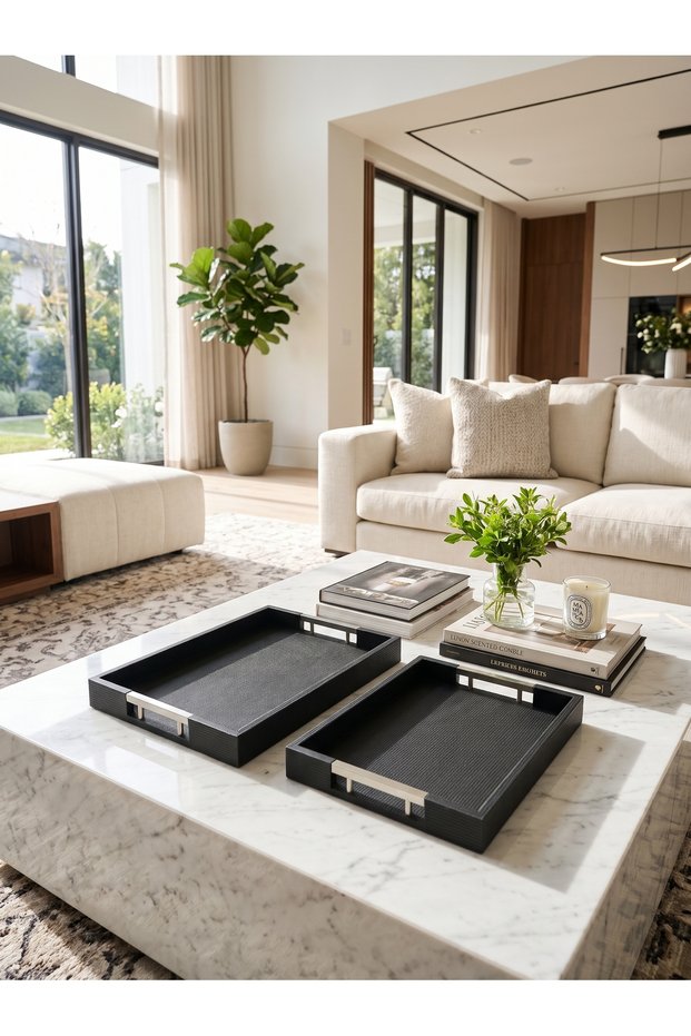 طقم صواني تقديم متعددة الاستخدامات بتصميم أنيق الصغير 40×30سم / الكبير 45×35 سم